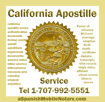 California Apostille service, 24 hours, courier, Spanish translations